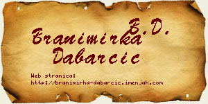 Branimirka Dabarčić vizit kartica